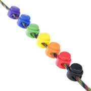 Rainbow Cord Lock Stoppers - 40 Pack - Double Barrel Slot Slider for Craft & DIY