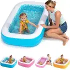 2-in-1 Inflatable Kiddie Pool, 65"x39"x10" (5'5") Soft Cushioned Floor, Handl...