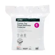 Cotton Top Fitted Mattress Protector - King Bed, White