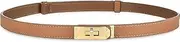 [Generic] Women's Skinny Leather Belt with Adjustable Silver Turn-Lock Buckle - Ideal for Dresses, Jeans, and Coats