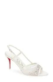 Christian Louboutin Miss Z Crystal Embellished Slingback Sandal in Version Ivory at Nordstrom, Size 9Us