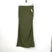 Old Navy Women Size XS Skirt Pull On Midi Green Silt Ruched Fitted Stretch