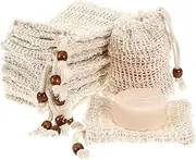 cobee 10 Pack Soap Bag, Natural Sisal Soap Saver Bag, Mesh Exfoliating Soap Bag Pouch, Foaming and Drying Soap Holder for Shower(Natural Sisal)