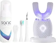 RONGCHUANG Automatic Toothbrush for Adult Ultrasonic Electric Toothbrush 30'' Automatic Timer Wireless Charging Washable Travel Home Dual-use (White, M)