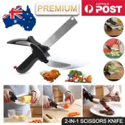 Kitchen Vegetable Food Manual 2-in-1 Knife Scissors Chopper Slicer Fruit Cutter