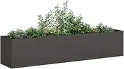 Stylish Black Planter Box 200x40x40 cm Cold-Rolled Steel Open Bottom Durable