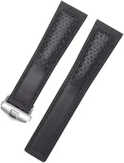[London Craftwork] 22mm Genuine Leather Strap for TAG HEUER MONACO CARRERA FORMULA 1 Watch Black