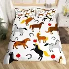 Horse Bedding Set for Girls Boys Children Cute Galloping Horse Comforter Cover