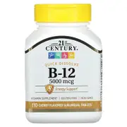 21st Century, Vitamin B-12, Cherry, 5,000 mcg, 110 Sublingual Tablets