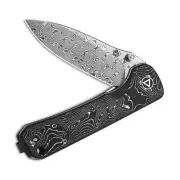 QSP Knives Hawk Liner Lock 131-Q Knife Damascus Steel/Aluminum Carbon Fiber