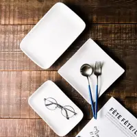 在飛比找ETMall東森購物網優惠-白色盤子陶瓷純白家用陶瓷餐具簡約拍照長方形方形碟商用腸粉方盤