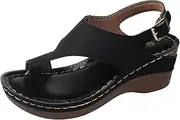 [Generic] Women's Summer Fashion Solid Color Flip Toe Beach Sandals Casual Simple Wedge Sandals Slide on Athletic Shoes for Women
