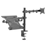 Fortrek Dual Monitor Arm with Laptop Tray, Desk Mount with Notebook Stand