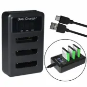 USB Triple Charger for Casio NP-80 NP-82 BC-80L Battery & Casio Exilim EX-H5