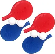 Outdoor Boys and Girls Table Tennis Rackets Set 2 Sets of Red Blue Plastic Rackets Safe and Easy-to-use for Tennis Skills Practice