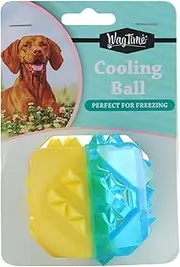 WagTime Freeze Cooling Chew Toy Ball - Durable, Non-Toxic, Freezable Pet Toy for Teething Relief & Interactive Play - Ideal for Dogs & Puppies - Keeps Pets Cool & Entertained