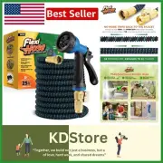 No-Kink 25FT Expandable Garden Hose with Solid Brass Fittings & 8-Function Spray