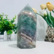 1412g Natural Fluorite Crystal Obelisk Quartz Tower Healing Wand Point