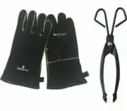 Decofire Fireplace Tongs Gloves Leather Set Fire Tool Set place