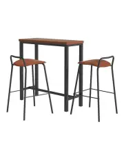 [Artiss] Bar Table and Stools Set in Brown