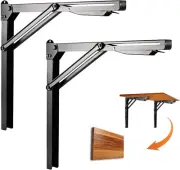 Ultrawall 24 inch Black Sturdy Folding Shelf Brackets, Heavy Duty Adjustable St