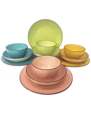 Elama Hudson 12pc Double Bowl Stoneware Dinnerware Set