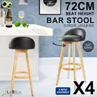 4X Wooden Bar Stool Swivel Barstools Dining Chair Kitchen Leather LEILA BLACK