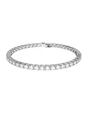 [Swarovski] Matrix Tennis Bracelet Round Cut Small Rhodium Plated in White