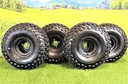 22x11.00-8 with 8x7 Matte Black Wheels for Golf Cart (Set of 4)