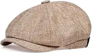 [Generic] Men's Beret Hat Octagon Hat Men's Spring and Summer Thin Section Linen Breathable Duck Tongue Cap Men Retro Leisure Beret Men and Women Painter Hat