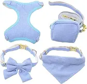 Hohopeti Dog Leash Harness Set Adjustable Vest Harness for Small Medium Dogs Stylish Puppy Harness Collar and Bandana
