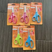 5 Fiskars Blue Pink Green 5" Pointed Blunt Tip Safety Scissors #1 Teacher Brand