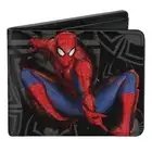 Spider-Man wallet, Jumping Pose Sketch Scattered Spiders, Superhero Wallet
