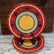 2 Corsica Home Rumba Round Salad Plate Hand Painted 8.5"
