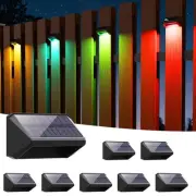 RGBCW Solar Fence Lights Outdoor: Color Changing Deck Stairs Lights IP65 Wate...