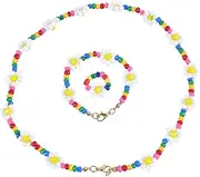 [SHERCHPRY] Beaded Jewelry Set: Necklace Bracelet Ring for Boys and Girls Unique Charm Bright Acrylic for Parties