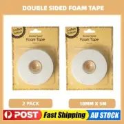 2PK Adhesive Double Sided Tape White PE Foam Sticky Mounting DIY Craft 18mmx5m