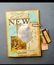 Blue & Orange Envelope Folio for Junk Journaling, With Ephemera
