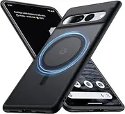 [FNDMIL] Magnetic for Google Pixel 7 Pro Case [Compatible with MagSafe][Anti-Fingerprint][Slim Fit][Military Shockproof] Translucent Matte Hard Back Pixel 7 Pro 5G Phone Cover 6.7”, Black