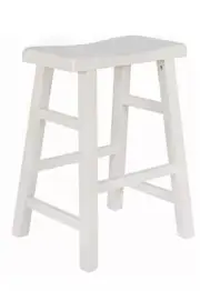 Allen+Roth Sturdy 24" Saddle Seat Backless Barstool Antique White Counter Height