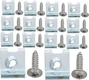 Mobestech Car Motorcycle Mounting Screws Metal Automotive Fasteners Kit u Nut Clips for Trunk Panel License Plate Dash Trim