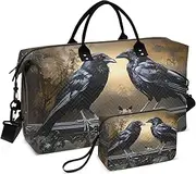 [ZRYSMY] Duffel Bag for Traveling, Gothic Crows Brown Travel Bag Gym Bag, with Multiple Interior Pockets Shoulder Weekender Bag for Women Men with Toiletry Bag 20.5L x 1.9W x 13.8H, Multi-Colored, one