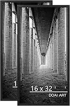 DOAI ART 16x32 Poster Frame 2 Pack, Black 16 x 32 Picture Frames for Horizontal or Vertical Wall Mounting, Scratch-proof Safe and Artistic Large Photo Frame Wall Art