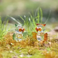 在飛比找樂天市場購物網優惠-水晶貓頭鷹裝飾品可愛創意桌面家居擺設迷你玻璃擺件工藝品琉璃