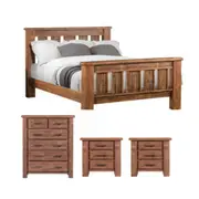 Flinders 4 Piece King Bedroom Suite with Tallboy - Jarrah