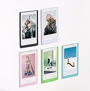 Magnetic Photo Frame for Instax Mini Film Pictures- Fridge Magnet Film Sleeve- Set of 5 Colours