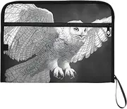 YMXFXP Owl White Black Expandable Filing Folder, 13-Pocket Funny Cute Design with Sticky Labels, A4 Letter Size Document Organizer for Office, School, Boys, Girls