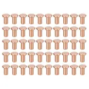 200Pcs 2mm Dia x 4mm L Shank Flat Head Copper Solid Rivets Fastener Copper Tone
