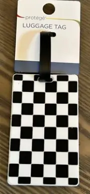 NEW Protege black white checkered rubber Luggage Tag