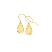 9ct Gold Diamond-cut Pear Drop Earrings